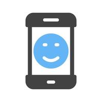 Happy Face Glyph Blue and Black Icon vector