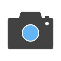 Camera Glyph Blue and Black Icon vector