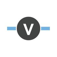 Voltmeter Glyph Blue and Black Icon vector