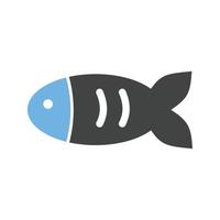 pez mascota i glifo icono azul y negro vector