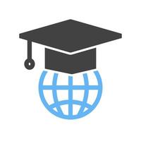 Global Degree Glyph Blue and Black Icon vector