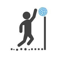 voleibol de playa glifo icono azul y negro vector