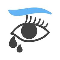 lágrimas en los ojos glifo icono azul y negro vector