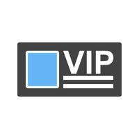 tarjeta vip glifo icono azul y negro vector