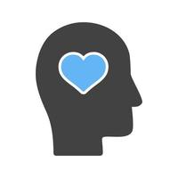 Emotional Intelligence Glyph Blue and Black Icon vector