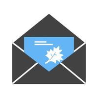invitación de acción de gracias glifo icono azul y negro vector