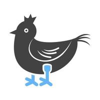 icono de glifo de pollo azul y negro vector