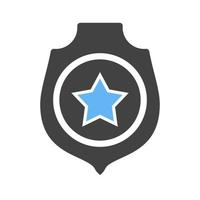 Military Badge Glyph Blue and Black Icon vector