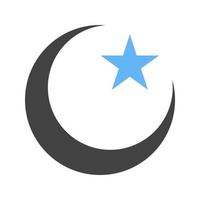 Moon and Star Glyph Blue and Black Icon vector