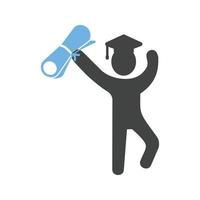 Student Holding Degree Glyph Blue and Black Icon vector