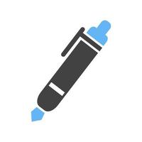 Fountain Pen Glyph Blue and Black Icon vector