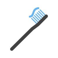 cepillo de dientes glifo icono azul y negro vector