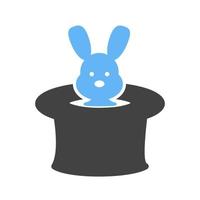 Rabbit in Hat Glyph Blue and Black Icon vector