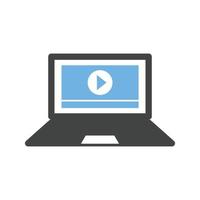 Play Video Glyph Blue and Black Icon vector