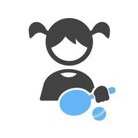 Playing Table Tennis Glyph Blue and Black Icon vector