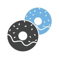 Doughnuts Glyph Blue and Black Icon vector