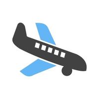 Landing Airplane Glyph Blue and Black Icon vector