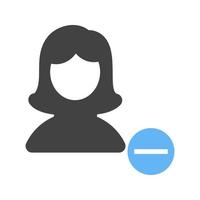 Delete Female Profile Glyph Blue and Black Icon vector