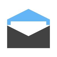 Open Envelope Glyph Blue and Black Icon vector