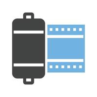 Camera Roll Glyph Blue and Black Icon vector