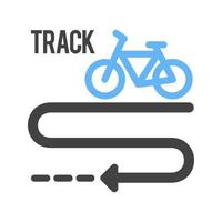 pista de bicicleta glifo icono azul y negro vector