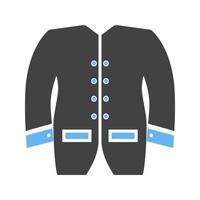 chaqueta de hombre glifo icono azul y negro vector