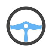 Car Steering Glyph Blue and Black Icon vector