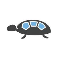 tortuga glifo icono azul y negro vector