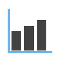 gráfico de barras glifo icono azul y negro vector