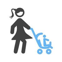 Mother Walking Baby Glyph Blue and Black Icon vector