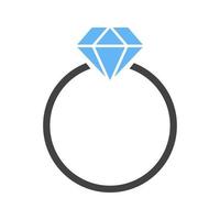 Diamond ring Glyph Blue and Black Icon vector