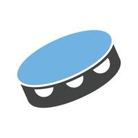 Tambourine Glyph Blue and Black Icon vector