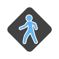 Pedestrian Sign Glyph Blue and Black Icon vector