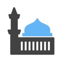 mezquita glifo icono azul y negro vector