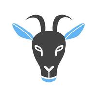 Goat Face Glyph Blue and Black Icon vector