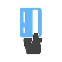 Holding Credit Card Glyph Blue and Black Icon vector