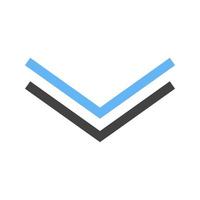 Arrow Down Glyph Blue and Black Icon vector