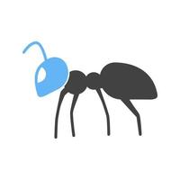 hormiga ii glifo icono azul y negro