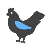 Hen Glyph Blue and Black Icon vector