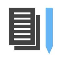 Taking Notes Glyph Blue and Black Icon vector