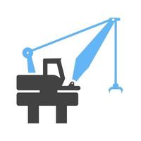 Harbor Crane Glyph Blue and Black Icon vector