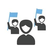 icono de glifo de campaña azul y negro vector