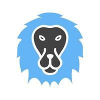 Lion Face Glyph Blue and Black Icon vector