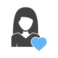 Woman Emotions Glyph Blue and Black Icon vector