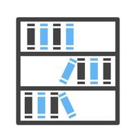 Bookshelf Glyph Blue and Black Icon vector