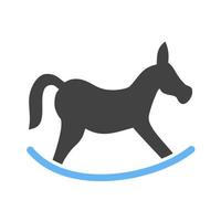 caballo mecedora glifo icono azul y negro vector