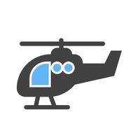 helicóptero glifo icono azul y negro vector