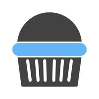 muffin de chocolate glifo icono azul y negro vector