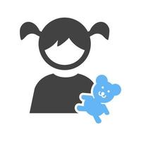 Holding Teddy Bear Glyph Blue and Black Icon vector