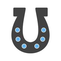Horse Shoe Glyph Blue and Black Icon vector